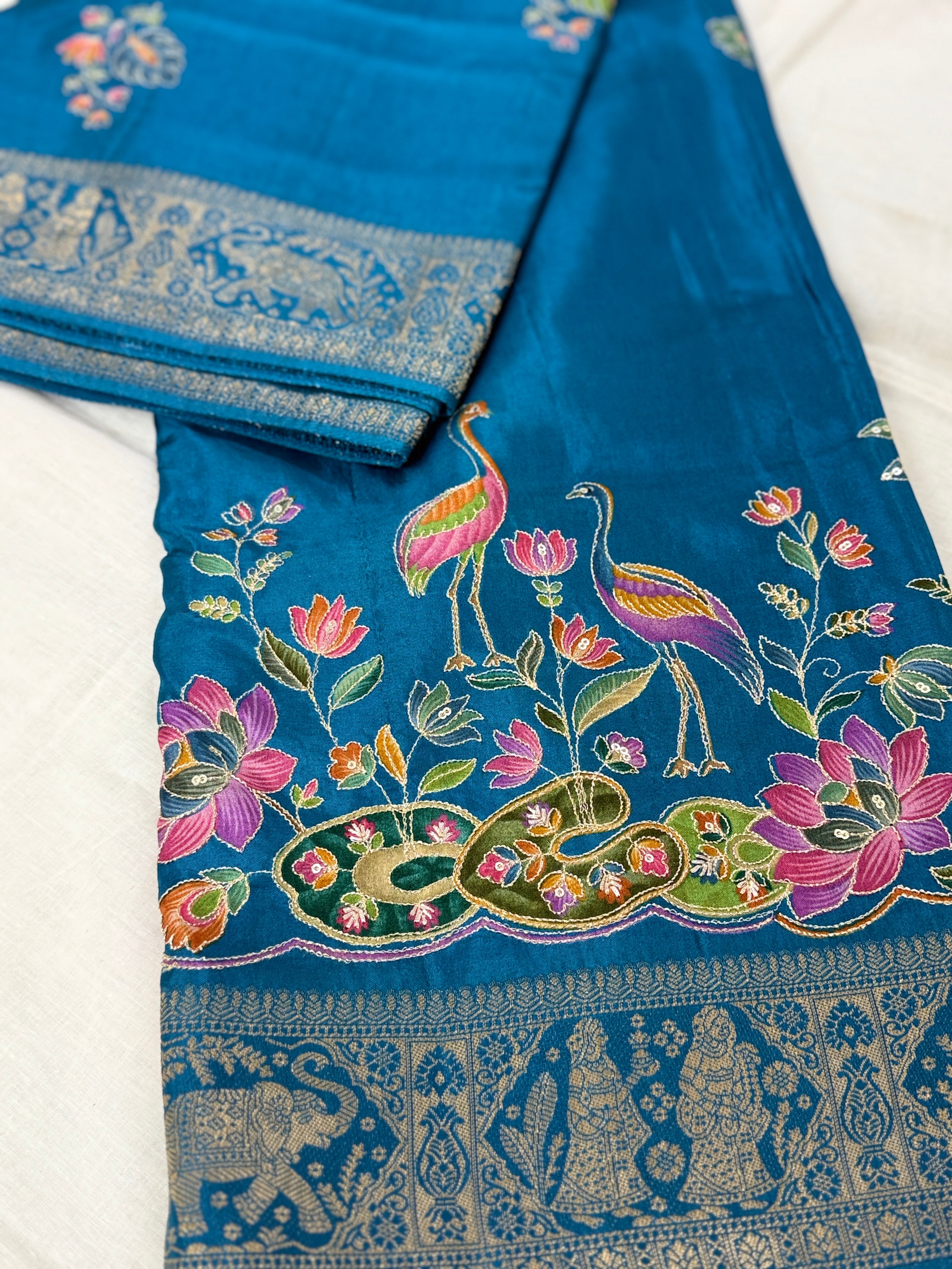 Royal Blue Banarasi Premium Dola Silk Pattu Saree