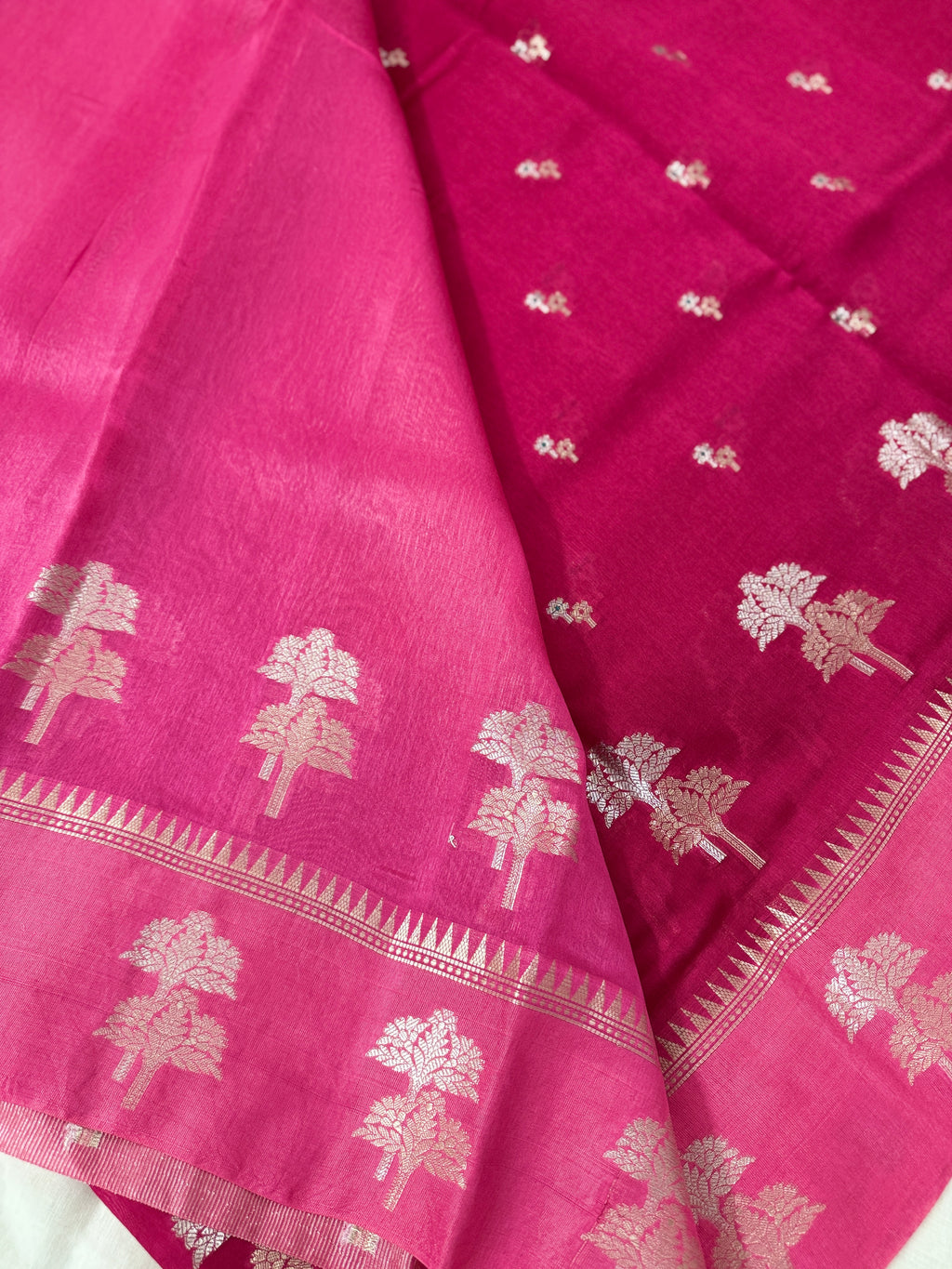 Rani Pink Banarasi Semi Khaddi Katan Georgette Saree
