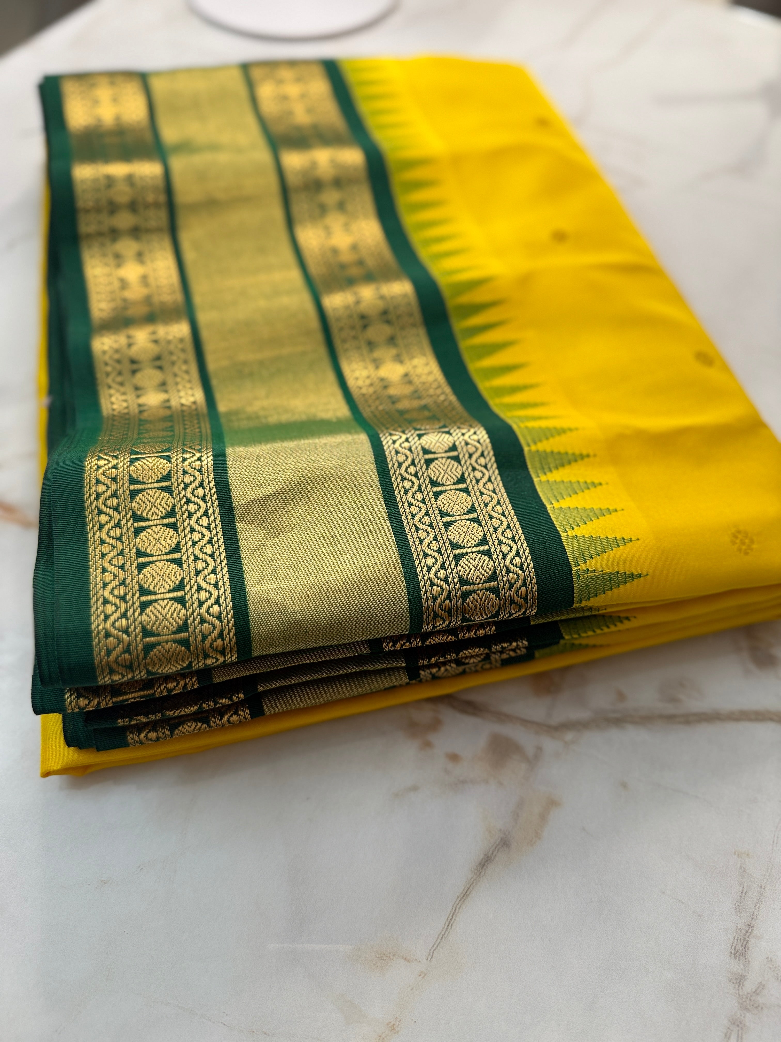 Vasudham Yellow Gadwal Saree