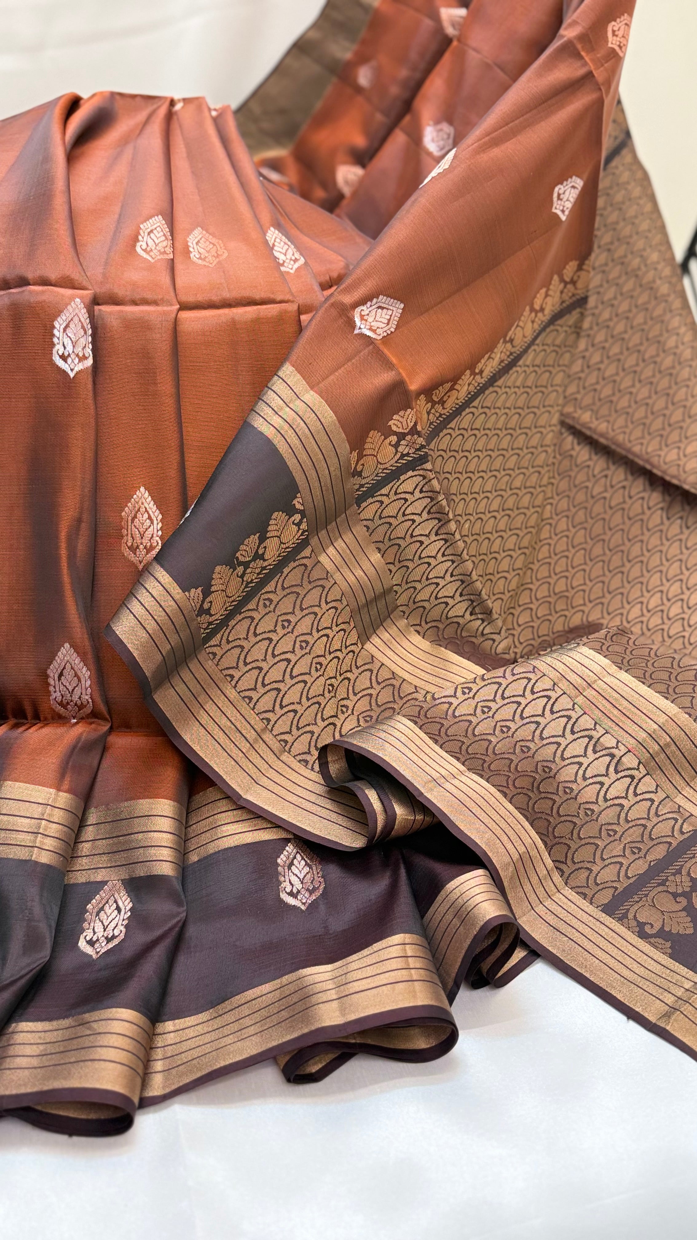 Kanchi Pattu Saree Brown and Snuff colour