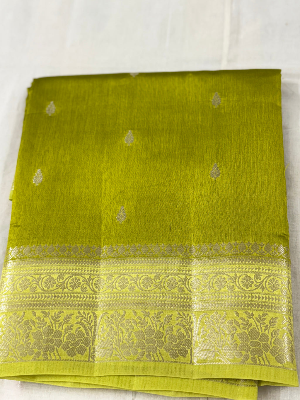 Vintage Green Banarasi Saree with Zari Border