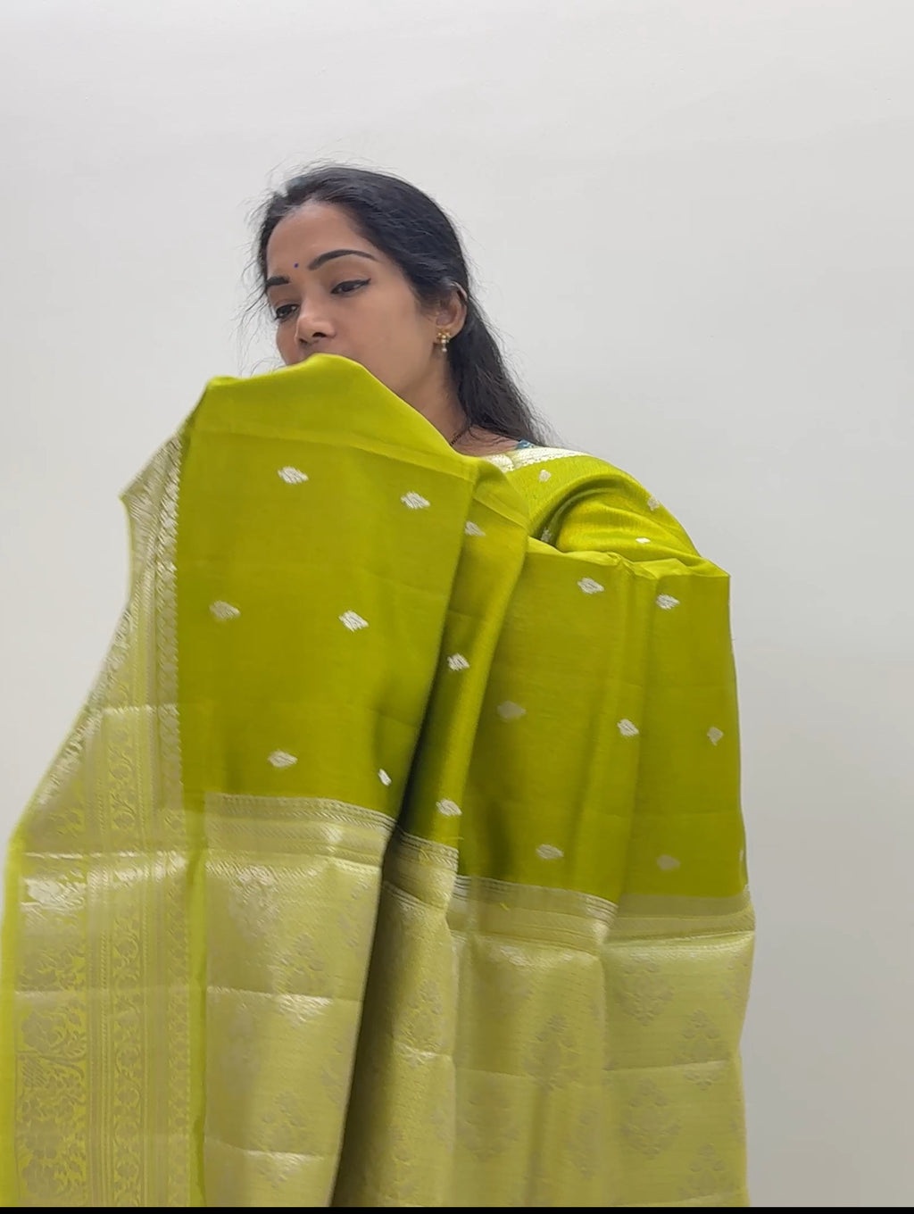Vintage Green Banarasi Saree with Zari Border