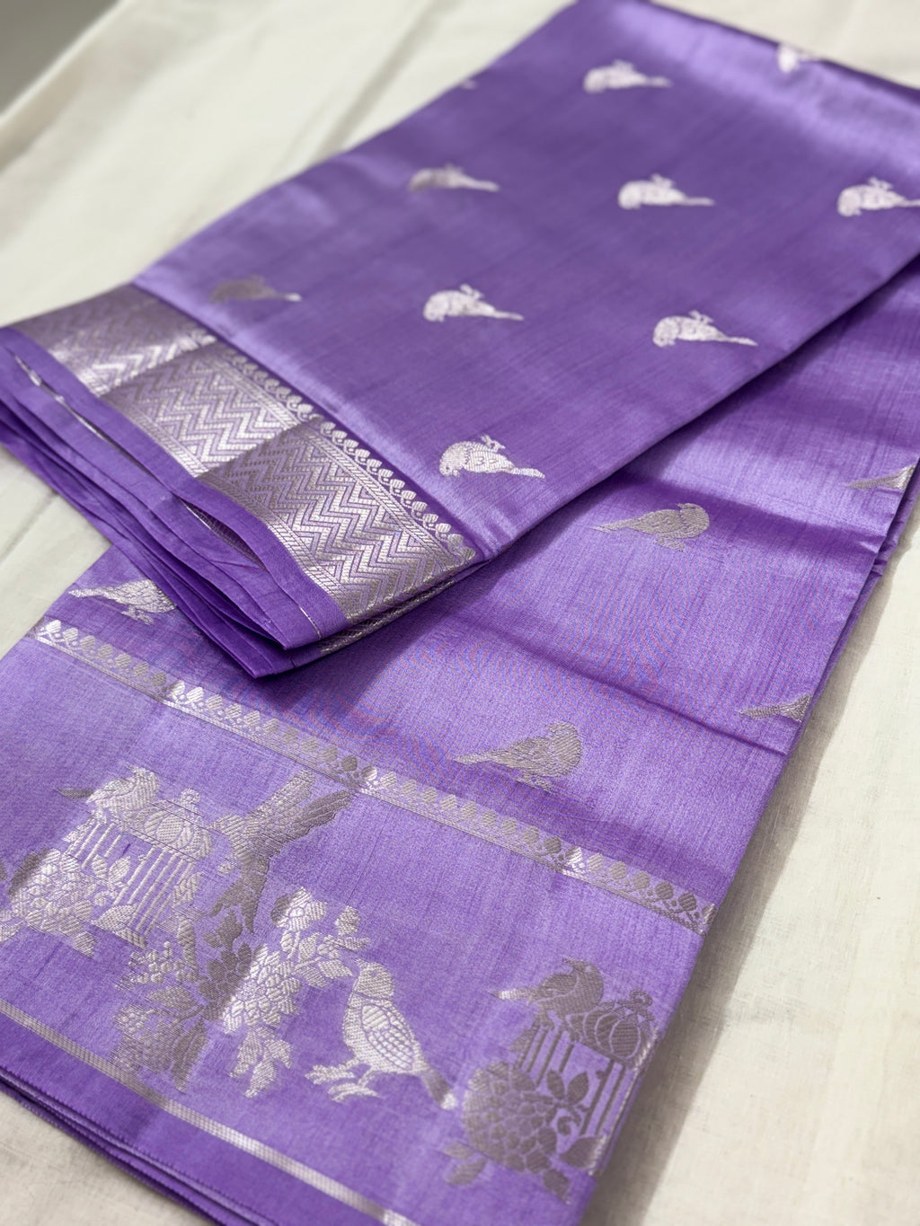 Lavender Purple Katan Pattu Saree