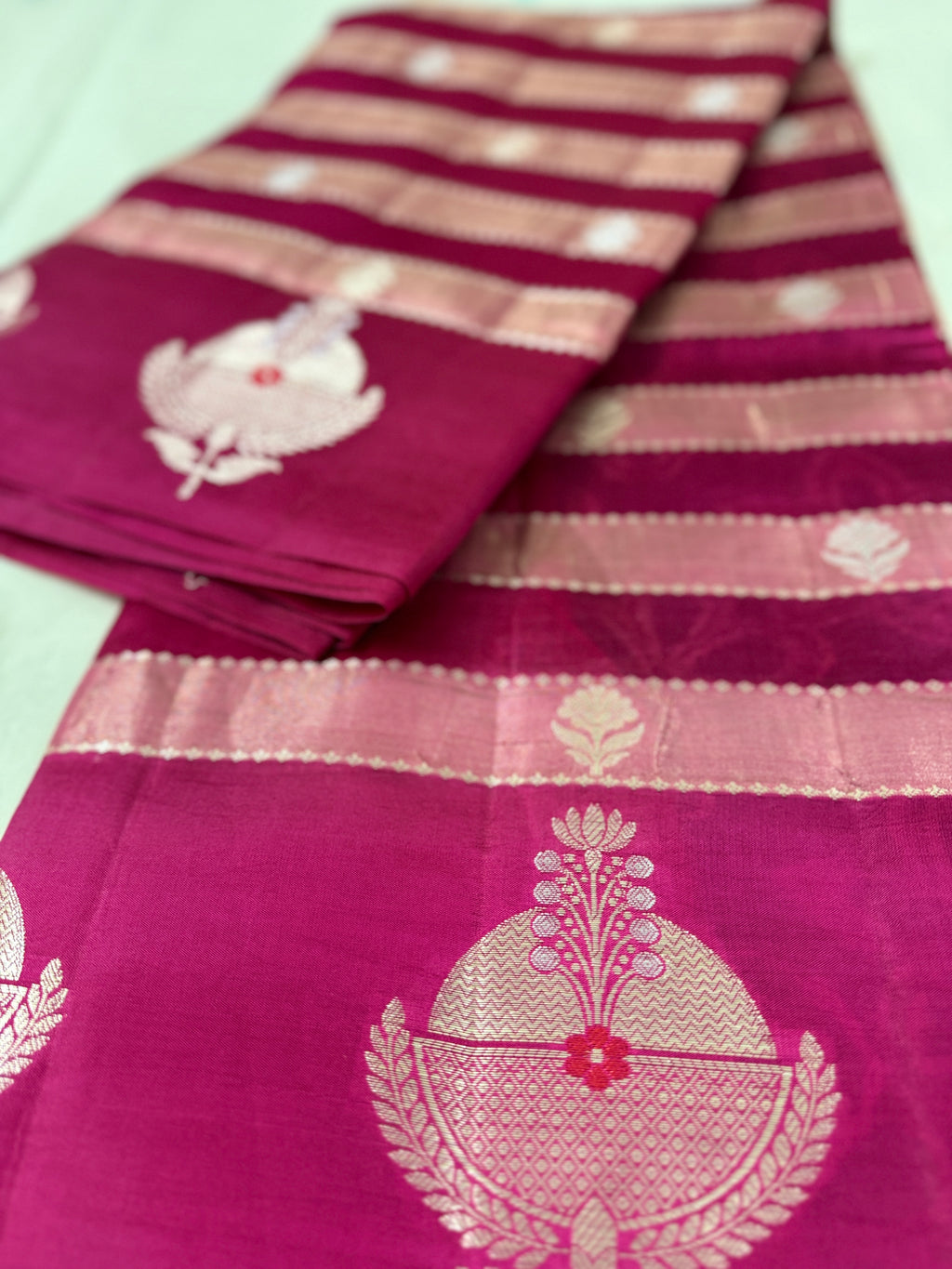 Rani Pink Katan Silk Saree with Traditional Zari Motifs