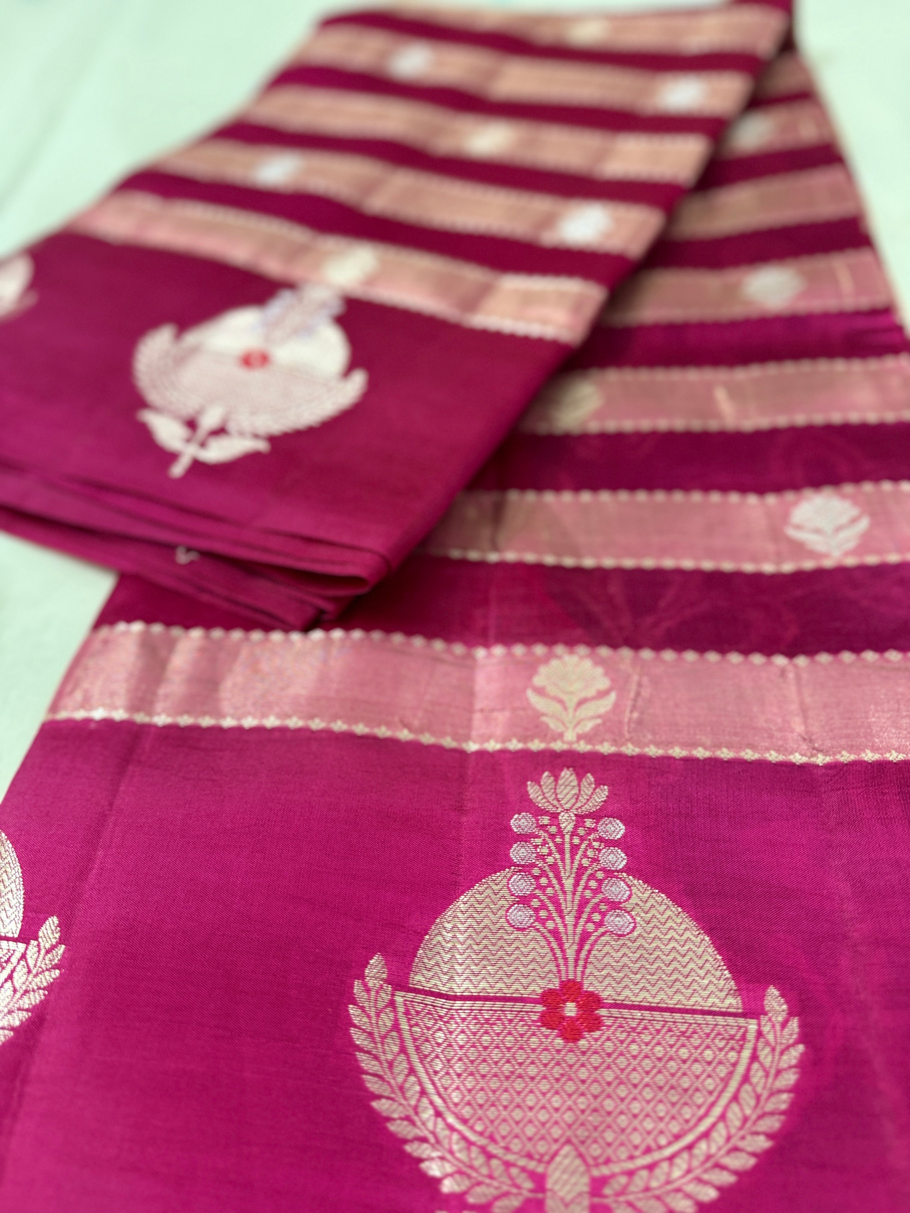 Rani Pink Katan Silk Saree with Traditional Zari Motifs