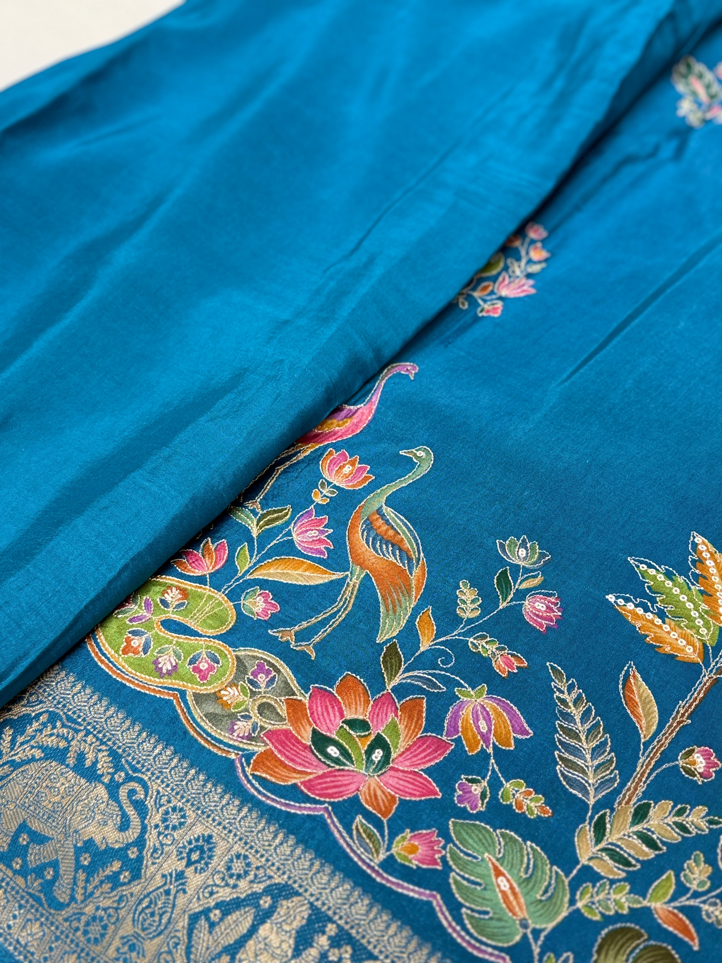 Royal Blue Banarasi Premium Dola Silk Pattu Saree
