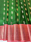 Kausalya Gadwal Pattu Saree with Kanchi Border woven Silver and Gold buttas  and korvai border