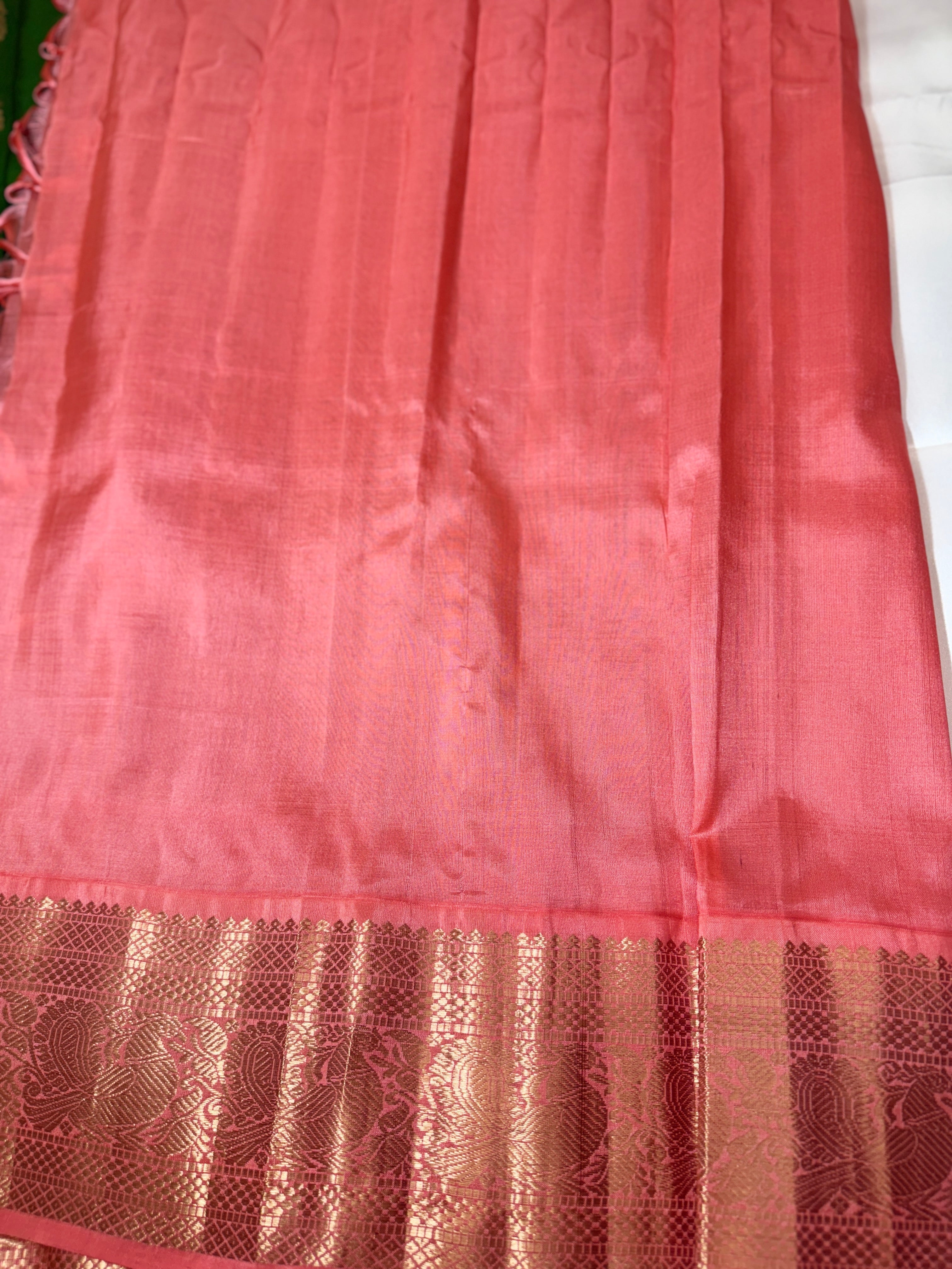 Kausalya Gadwal Pattu Saree with Kanchi Border woven Silver and Gold buttas  and korvai border