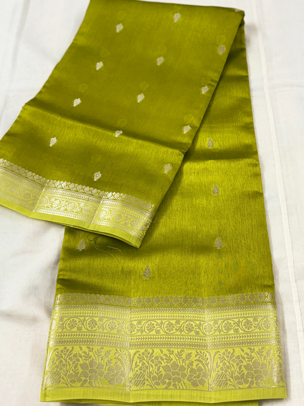 Vintage Green Banarasi Saree with Zari Border
