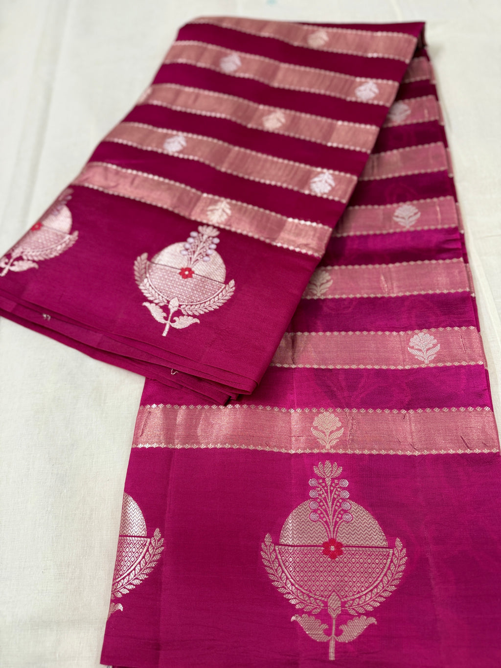 Rani Pink Katan Silk Saree with Traditional Zari Motifs
