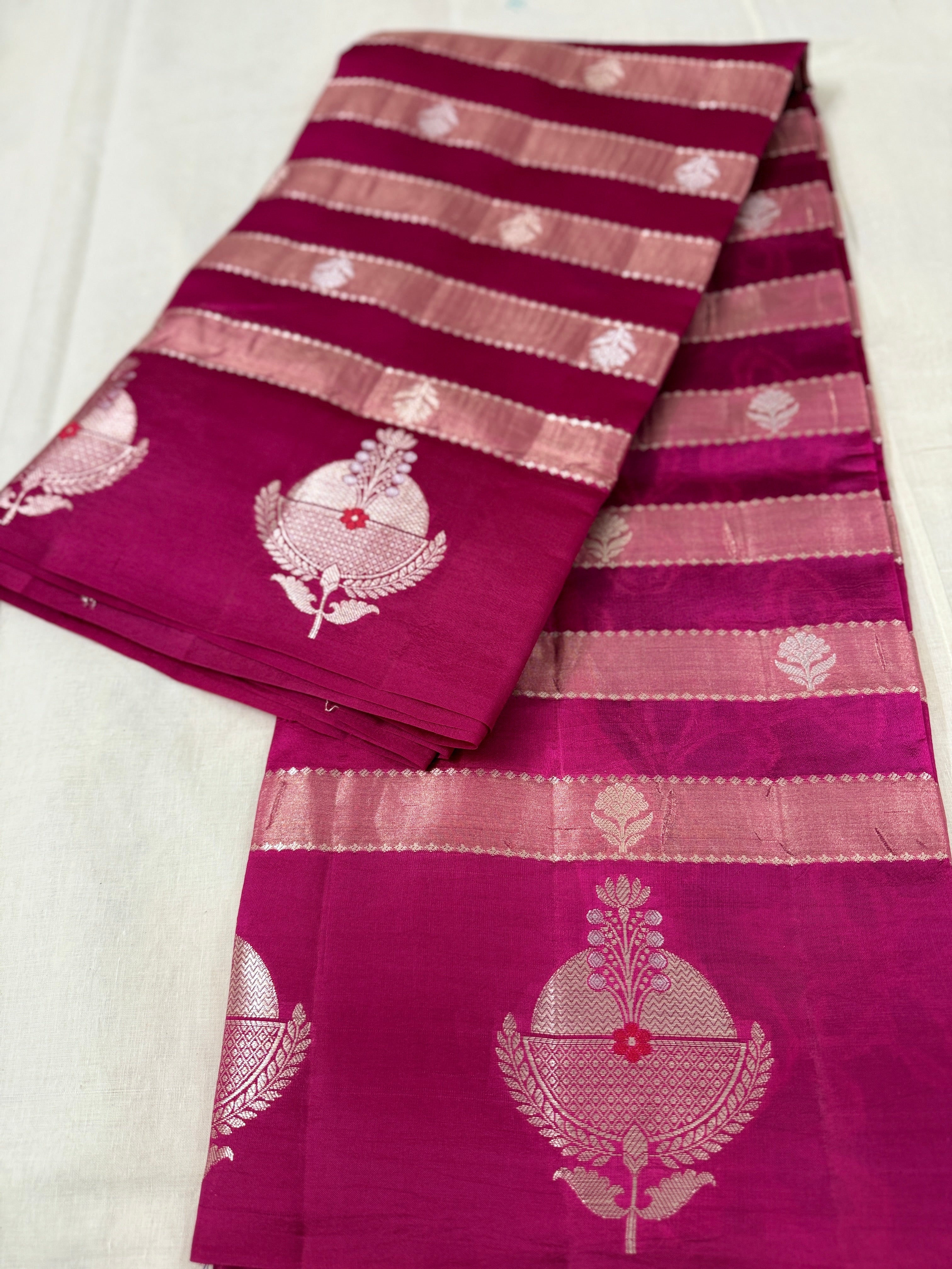 Rani Pink Katan Silk Saree with Traditional Zari Motifs