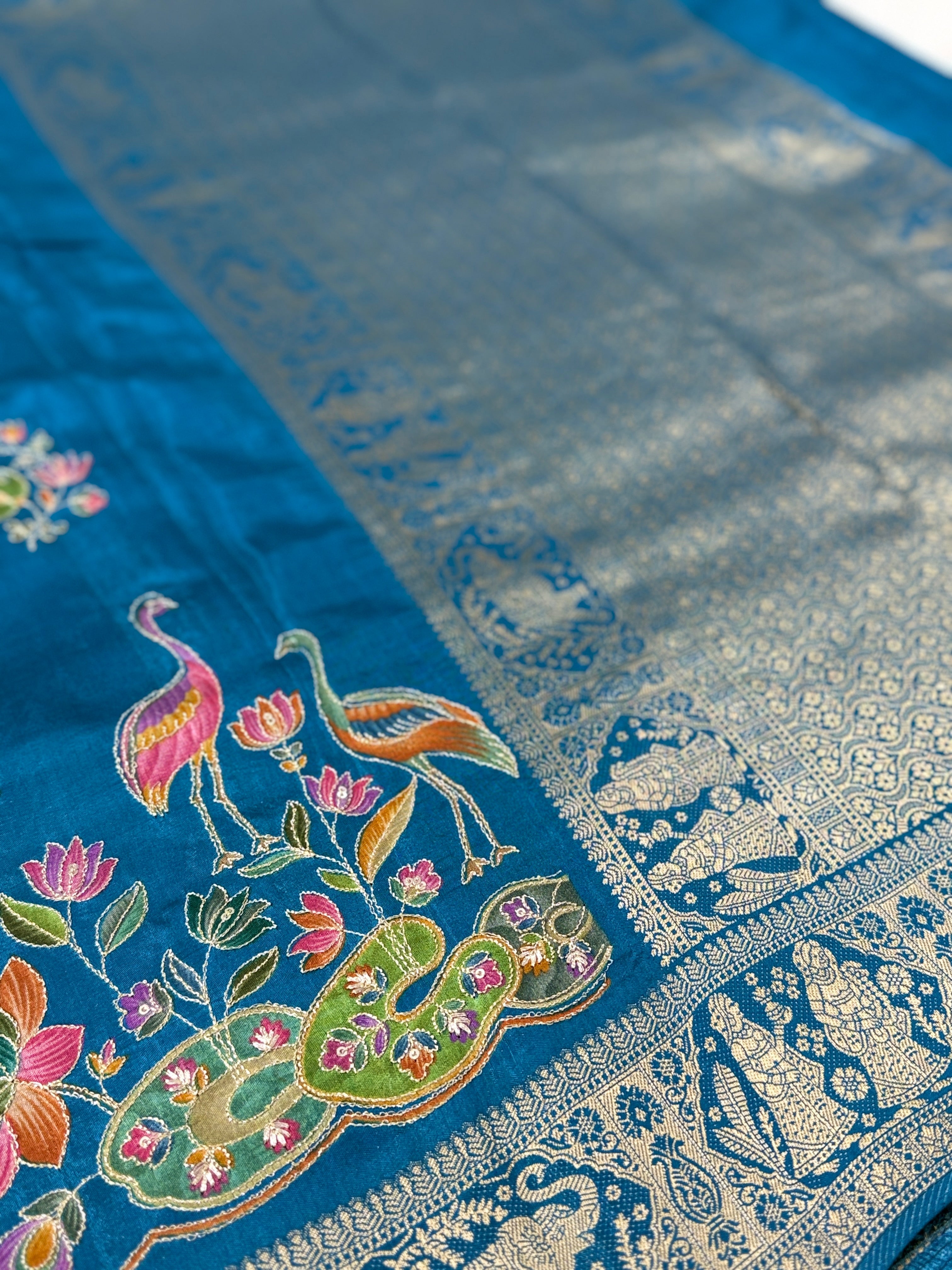Royal Blue Banarasi Premium Dola Silk Pattu Saree
