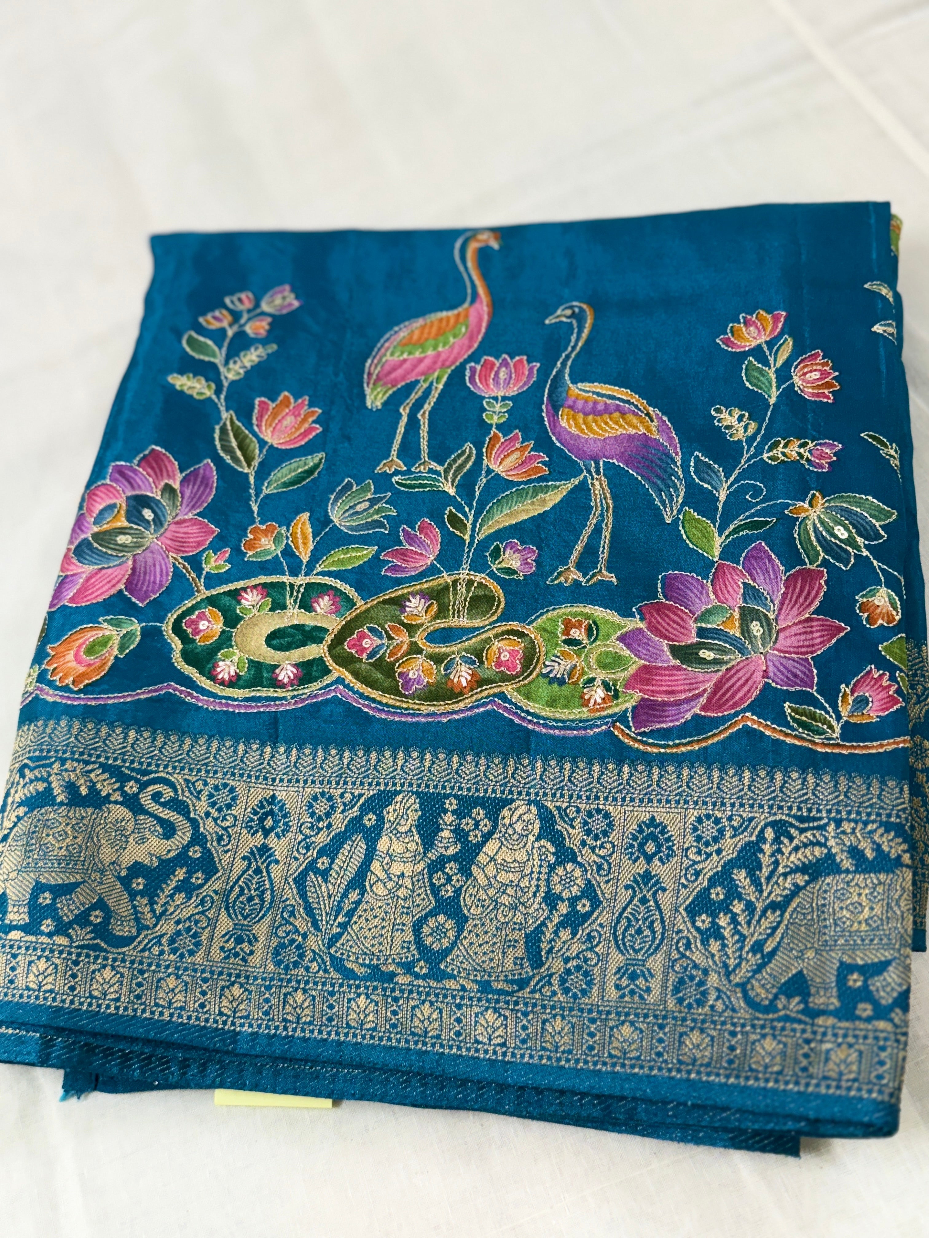 Royal Blue Banarasi Premium Dola Silk Pattu Saree