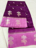 Raw Mango Silk Rich Purple Lavender Florals