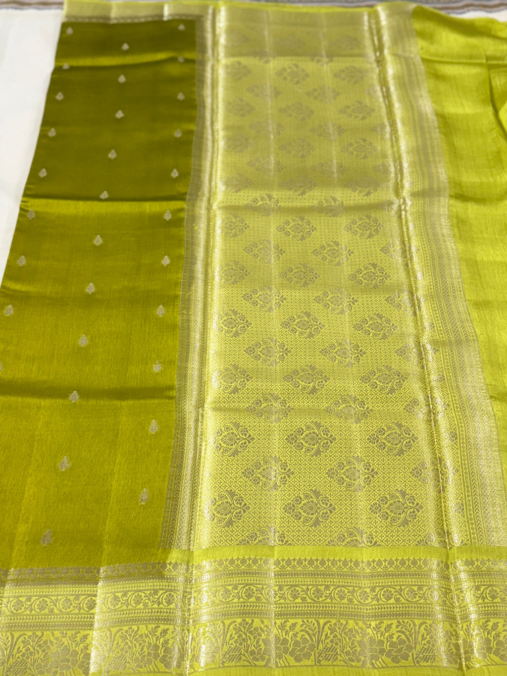 Vintage Green Banarasi Saree with Zari Border