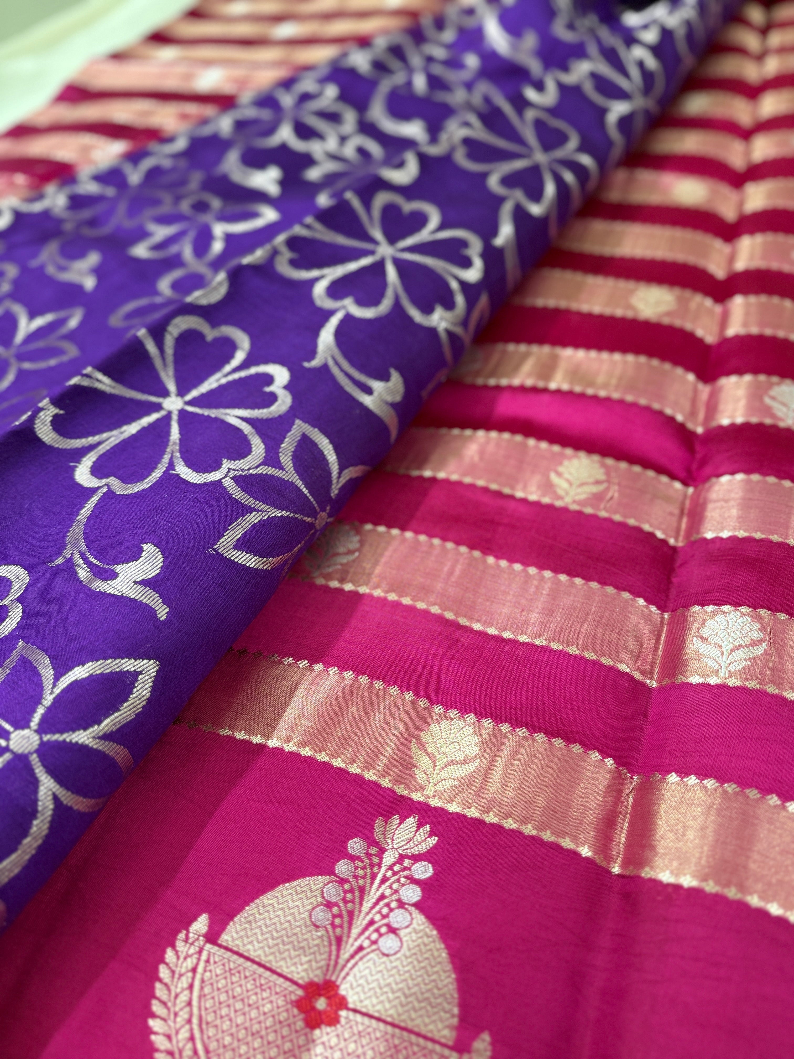 Rani Pink Katan Silk Saree with Traditional Zari Motifs