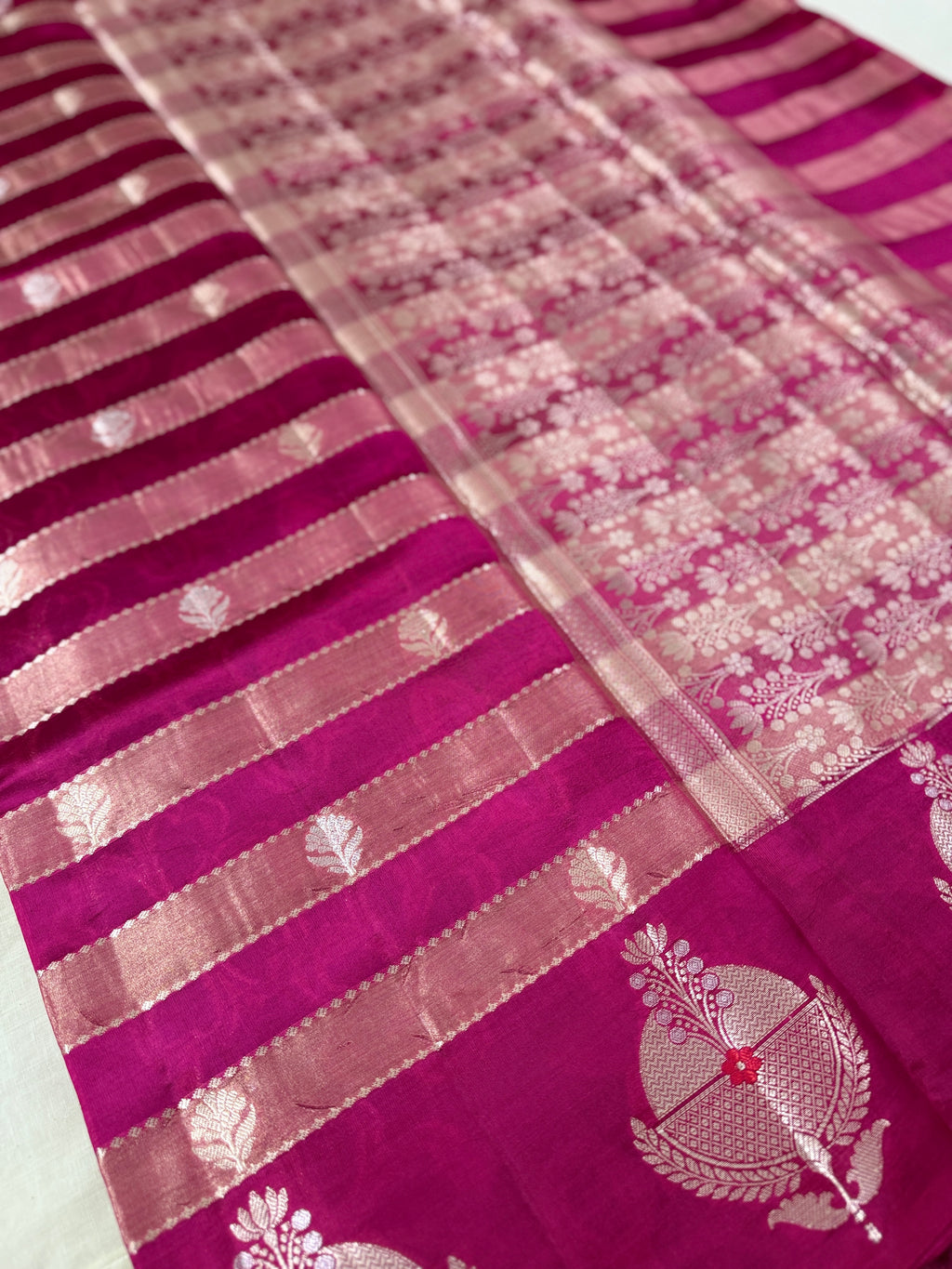 Rani Pink Katan Silk Saree with Traditional Zari Motifs