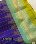 Purple Handloom Gadwal Pattu Saree With a Green Stripe Border