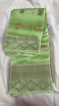 Pista Green Pure Handloom Tissue Silk Kota Saree with Silver Zari Work