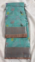 Kota fancy saree light pastel blue color with Muniya border and all over Jamdani