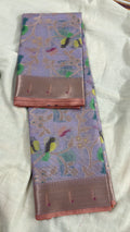 Kota fancy Pastel Lavender saree with Muniya border and all over Jamdani